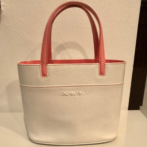 Escada White & Pink Leather Bucket Bag - Picture 1 of 12